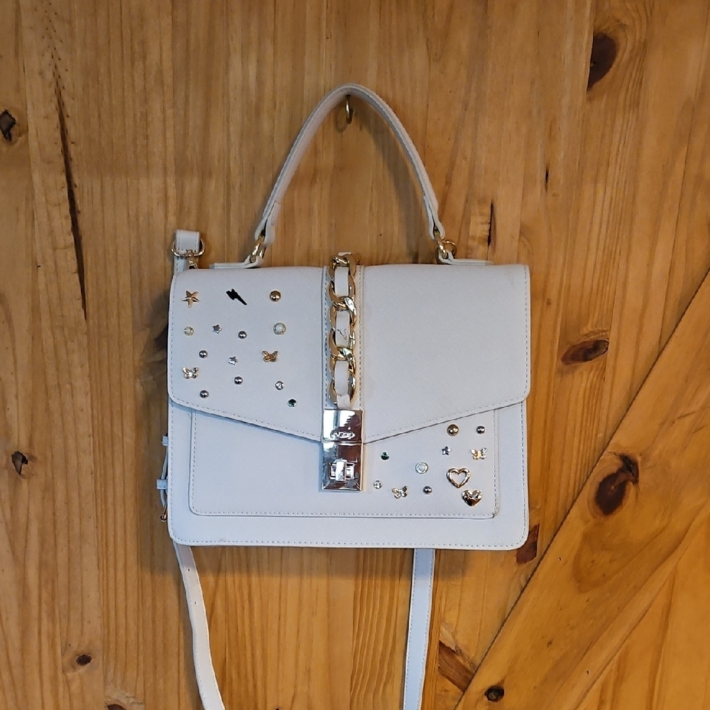Aldo White Satchel with Gold Details